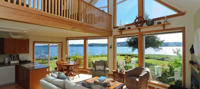 Open Design West Coast Home on 1600 Feet of Private Waterfront in Union Bay