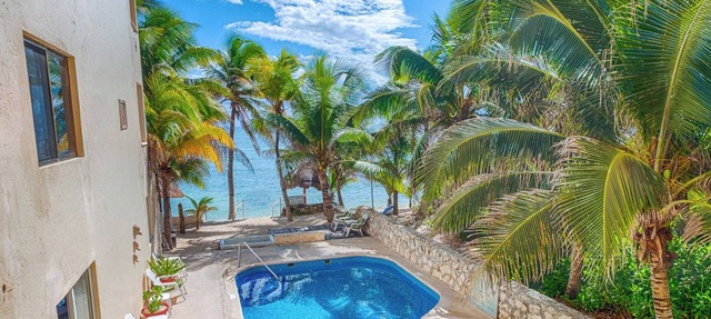 Spacious and serene, beachfront condo with AC, WiFi, onsite restaurant, pool! in Akumal